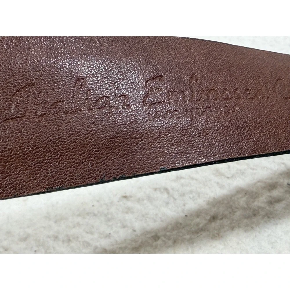 Torino Calfskin Croc Embossed Belt Brown Leather Dress Italian Quiet Luxury 46